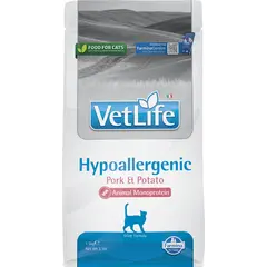 Farmina Vet Life Feline Hypoallergenic Pork & Potato - Пълноценна храна за котки за намаляване на непоносимостта към някои съставки и хранителни вещества - 1,5 кг