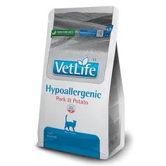 Farmina Vet Life Feline Hypoallergenic Pork & Potato - Пълноценна храна за котки за намаляване на непоносимостта към някои съставки и хранителни вещества - 1,5 кг