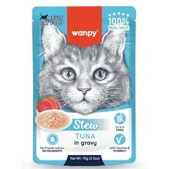 Wanpy Stew Tuna in gravy - пауч за котки, ароматно стю с риба тон в сос, 70 г