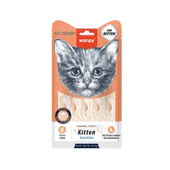 Wanpy Creamy Treat Salmon Kitten – Кремообразно лакомство за подрастващи котенца с вкус на сьомга, 5х14 г