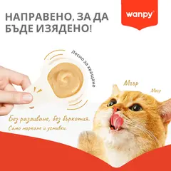 Wanpy Cat Chicken - лакомство за котки, лъжичка с кремообразно лакомство с пилешко, 10х16 г