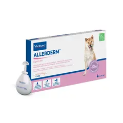 Virbac Allerderm - липиден комплекс възстановяващ кожната бариера, за кучета над 10 кг - кутия с 6 пипети х 4 мл