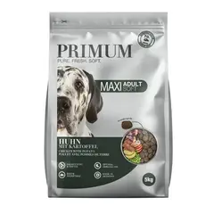 Primum Soft Monoprotein Maxi Adult – мека, полувлажна гранулирана храна за израснали кучета едри породи, без зърно, с пилешко  и картофи, 5 кг