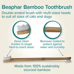 Beaphar Doubled-Ended Bamboo Toothbrush - Бамбукова четка за зъби с две глави, за кучета и котки