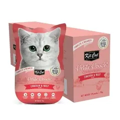 Kit Cat chicken & beef pouch – Пълноценна мокра храна за котки в зряла възраст, пилешко и телешко в желе, пауч 70 г