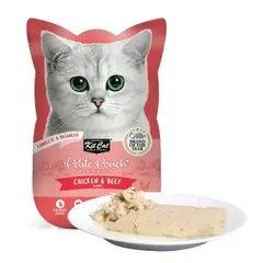 Kit Cat chicken & beef pouch – Пълноценна мокра храна за котки в зряла възраст, пилешко и телешко в желе, пауч 70 г