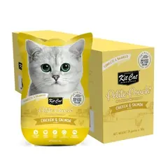 Kit Cat chicken & salmon pouch – Пълноценна мокра храна за котки в зряла възраст, пилешко и сьомга в желе, пауч 70 г
