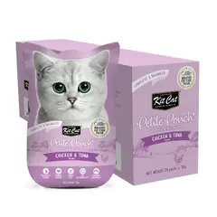 Kit Cat chicken & tuna pouch – Пълноценна мокра храна за котки в зряла възраст, пилешко и риба тон в желе, пауч 70 г