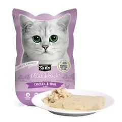 Kit Cat chicken & tuna pouch – Пълноценна мокра храна за котки в зряла възраст, пилешко и риба тон в желе, пауч 70 г