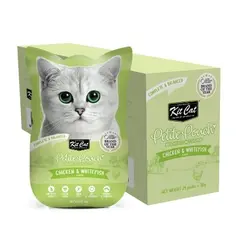 Kit Cat chicken & whitefish pouch – Пълноценна мокра храна за котки в зряла възраст, пилешко и бяла риба в желе, пауч 70 г