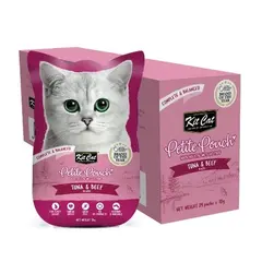 Kit Cat tuna & beef pouch – Пълноценна мокра храна за котки в зряла възраст, риба тон и телешко в желе, пауч 70 г