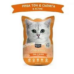 Kit Cat tuna & salmon pouch – Пълноценна мокра храна за котки в зряла възраст, риба тон и сьомга в желе, пауч 70 г