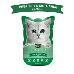 Kit Cat tuna & Whitefish  pouch – Пълноценна мокра храна за котки в зряла възраст, риба тон и бяла риба в желе, пауч 70 г