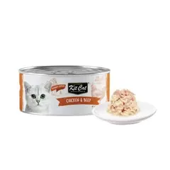 Kit Cat deboned toppers chicken & beef   – Допълваща мокра храна за котки, пилешко и телешко в желе, консерва 80 г
