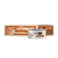 Kit Cat deboned toppers chicken & beef   – Допълваща мокра храна за котки, пилешко и телешко в желе, консерва 80 г