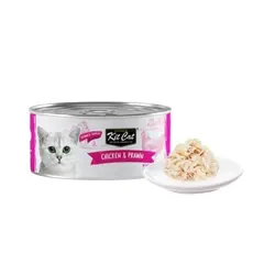 Kit Cat deboned toppers chicken & prawn  – Допълваща мокра храна за котки, пилешко и кралски скариди в желе, консерва 80 г