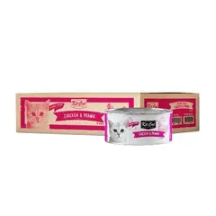 Kit Cat deboned toppers chicken & prawn  – Допълваща мокра храна за котки, пилешко и кралски скариди в желе, консерва 80 г