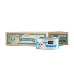 Kit Cat deboned toppers tuna & scalop – Допълваща мокра храна за котки, риба тон и миди, консерва 80 г