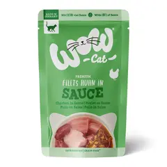 WOW Cat Chicken in sauce pouch -  Пълноценна мокра храна за котки - пилешко филе в сос, пауч  8 х 85 г