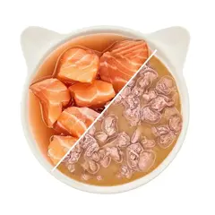 WOW Cat Salmon in sauce pouch -  Пълноценна мокра храна за котки - Сьомга филе в сос, пауч  8 х 85 г