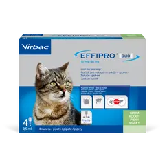 Virbac Effipro DUO Spot-on Cat –  противопаразитни пипети с двойно действие за котки - кутия с 4 броя пипети