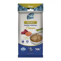 N&D Ocean Cat Cream with Tuna & Salmon - Кремообразни лакомства за котки с риба тон и сьомга - 4х15 г