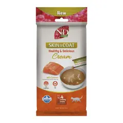 N&D Quinoa Skin & Coat Cream with Salmon - Кремообразни лакомства за  котки със сьомга - 4х15 г