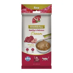 N&D Quinoa Hairball Cream with Chicken & Tuna - Кремообразни лакомства за котки с пилешко и риба тон - 4х15 г