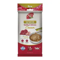 N&D Quinoa Senior Cream with Chicken & Tuna - Кремообразни лакомства за възрасни котки с пилешко и риба тон - 4х15 г