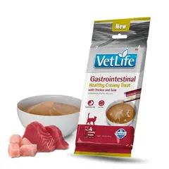 Vet Life Gastrointestinal Healthy Creamy Treat with Chicken & Tuna - Кремообразни лакомства за котки с пилешко и риба тон - 4х15 г