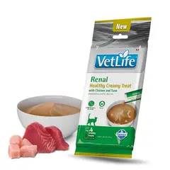 Vet Life Renal Healthy Creamy Treat with Chicken & Tuna - Кремообразни лакомства за котки с пилешко и риба тон - 4х15 г