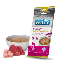 Vet Life Struvite Healthy Creamy Treat with Chicken & Tuna - Кремообразни лакомства за котки с пилешко и риба тон - 4х15 г