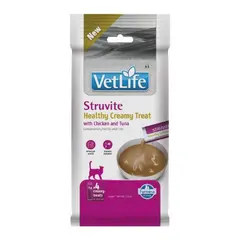Vet Life Struvite Healthy Creamy Treat with Chicken & Tuna - Кремообразни лакомства за котки с пилешко и риба тон - 4х15 г