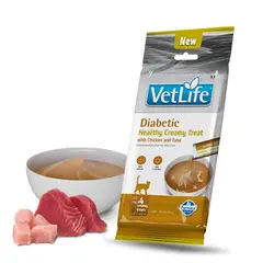 Vet Life Diabetic Healthy Creamy Treat with Chicken & Tuna - Кремообразни лакомства за котки с пилешко и риба тон - 4х15 г