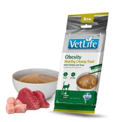 Vet Life Obesity Healthy Creamy Treat with Chicken & Tuna - Кремообразни лакомства за котки с пилешко и риба тон - 4х15 г