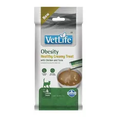 Vet Life Obesity Healthy Creamy Treat with Chicken & Tuna - Кремообразни лакомства за котки с пилешко и риба тон - 4х15 г