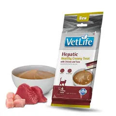 Vet Life Hepatic Healthy Creamy Treat with Chicken & Tuna - Кремообразни лакомства за котки с пилешко и риба тон - 4х15 г