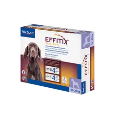 Virbac Effitix spot-on M 10-20 kg – противопаразитни пипети за кучета с репелентно действие и защита срещу четири основни паразита, кутия с 4 броя пипети - СРОК 31.12.2026