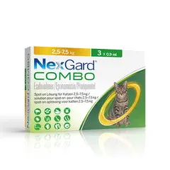 Nexgard Combo Cat L - Спот Он форма с разтвор за цялостно вътрешно и външно обезпаразитяване при котки от 2,5 до 7,5 кг - 2 КУТИИ х 3 ПИПЕТИ