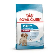 Royal Canin Medium Puppy - суха храна за подрастващи кучета, 15 кг + ПОДАРЪК  Medium Puppy Pouch 10х140 гр