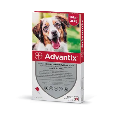 Bayer Advantix Spot On 10-25 кг - КУТИЯ (4бр. пипети)