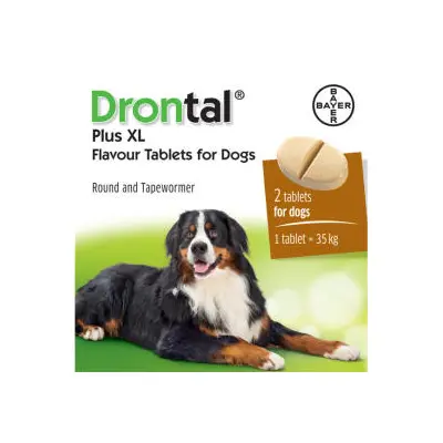 Drontal Plus XL 35 кг. -  за вътрешно обезпаразитяване за кучета - кутия с 2 таблетки