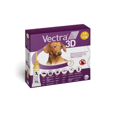 Ceva Vectra 3D - спот он форма за външно обезпаразитяване на кучета от 1,5 кг до 4 кг
