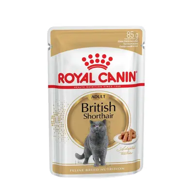 Royal Canin British Shorthair - Пълноценна мокра храна за британски късокосмести котки - пауч 12х85г
