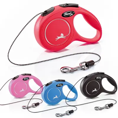 Flexi Classic XS автоматичен повод за кучета - въже 3 м, черен