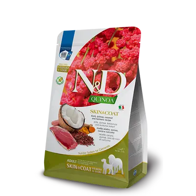 N&D Quinoa Skin&Coat Duck, Coconut for adult MEDIUM & MAXI dog - суха храна за кучета в зряла възраст от средни и едри породи с киноа и патица - 7 кг.