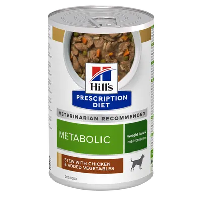 Hill's Prescription Diet Metabolic Stew- лечебна мокра храна за кучета с наднормено тегло, консерва задушено - 354 г