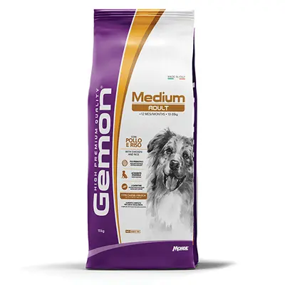 Gemon Medium Adult Chicken - Пълноценна суха храна за кучета от средните породи над 1 година с пиле - 15 кг.