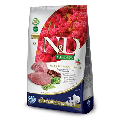 N&D Quinoa Weight Management Lamb, Broccoli  Medium & Maxi - суха храна за кучета в зряла възраст с киноа и агне
