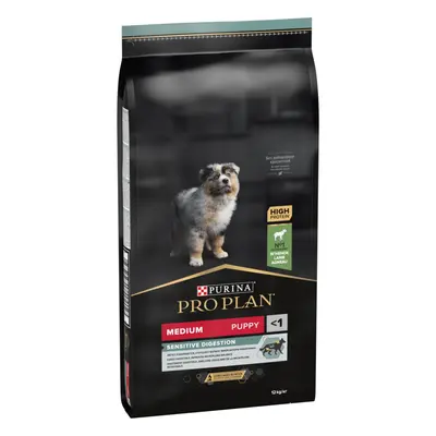 PRO PLAN Medium Puppy Sensitive Digestion Lamb 12 kg - пълноценна суха храна за малки кученца от средни породи с чувствително храносмилане, с високо съдържание на агнешко месо 12кг